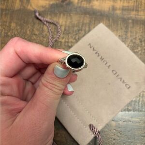 David yurman authentic Sterling Silver Onyx Hematite Renaissance Ring size 8.